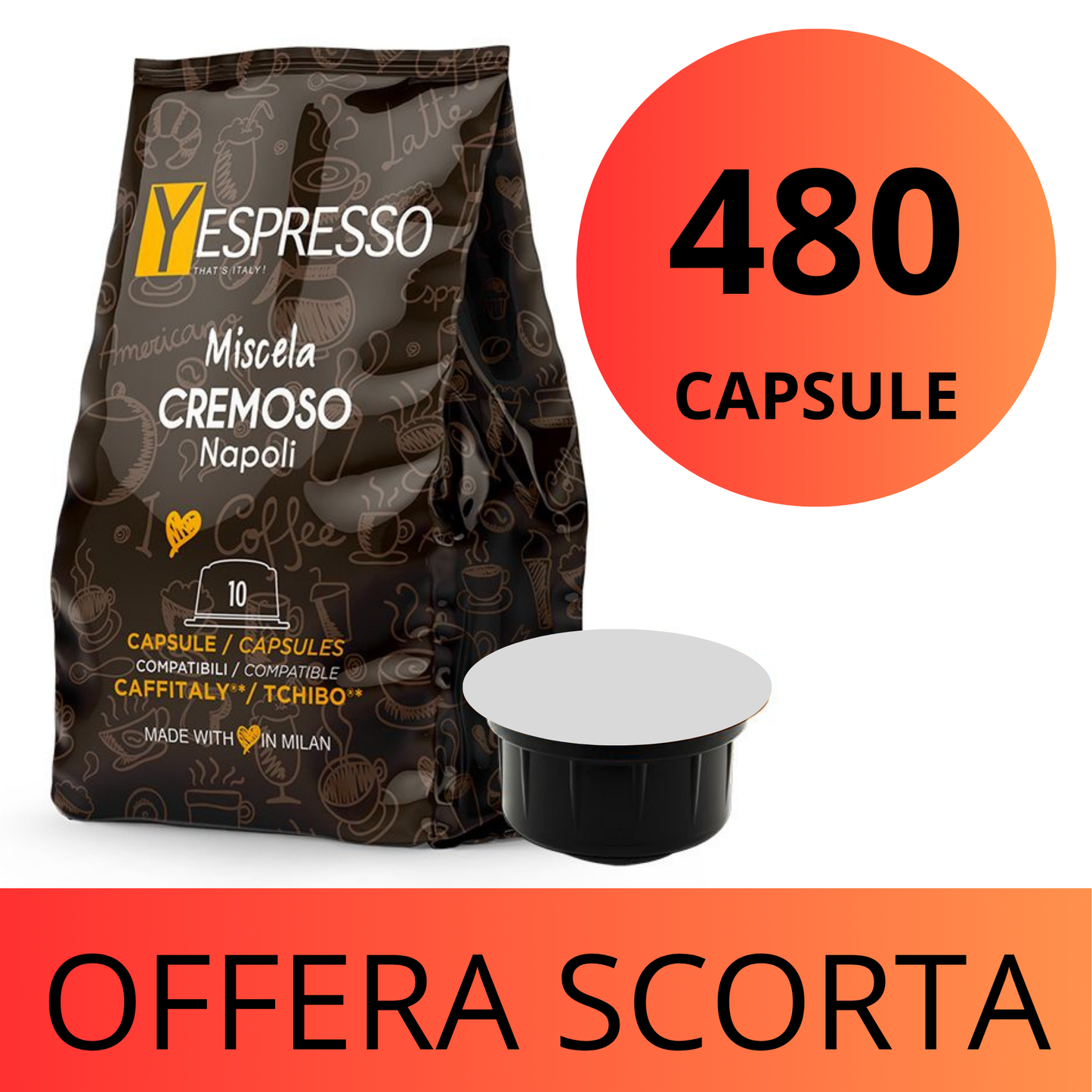 480 Capsule compatibili CAFFITALY - CREMOSO