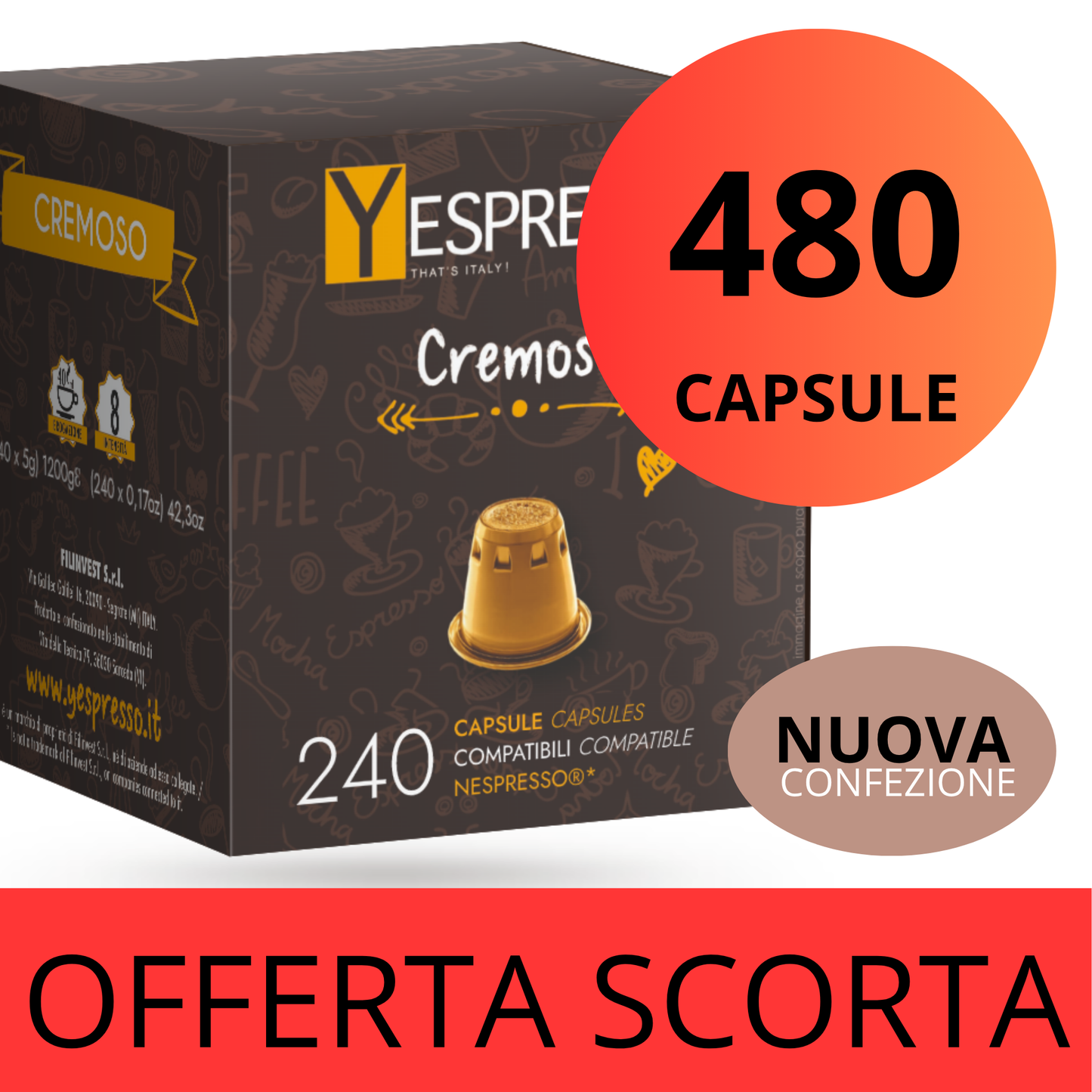 480 Capsule compatibili NESPRESSO - CREMOSO