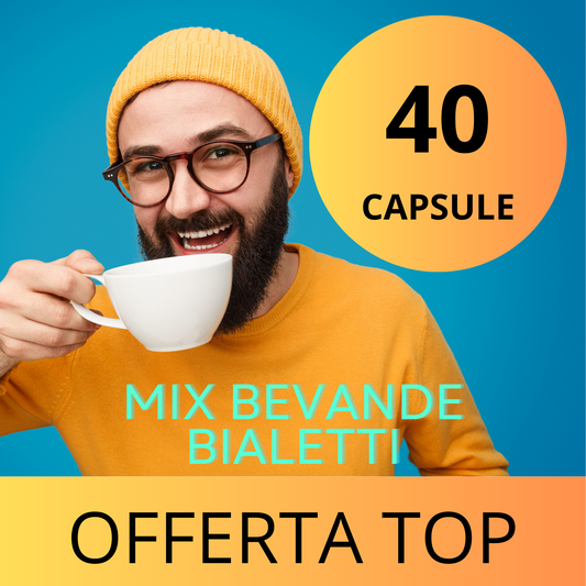 40 Capsule compatibili BIALETTI - MIX BEVANDE (2 differenti bevande da 20 capsule)