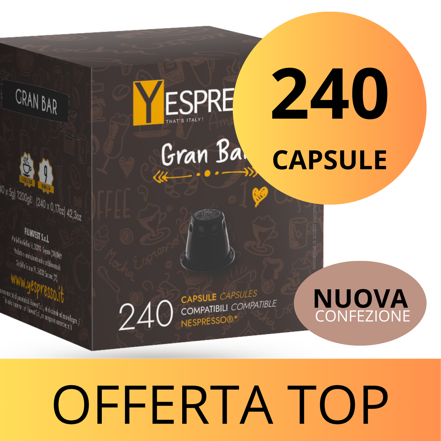 240 Capsule compatibili NESPRESSO - GRANBAR