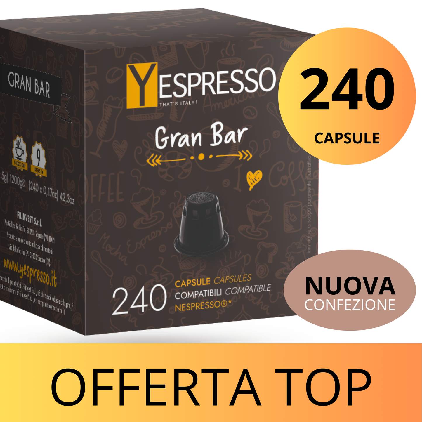 240 Capsule compatibili NESPRESSO - GRANBAR