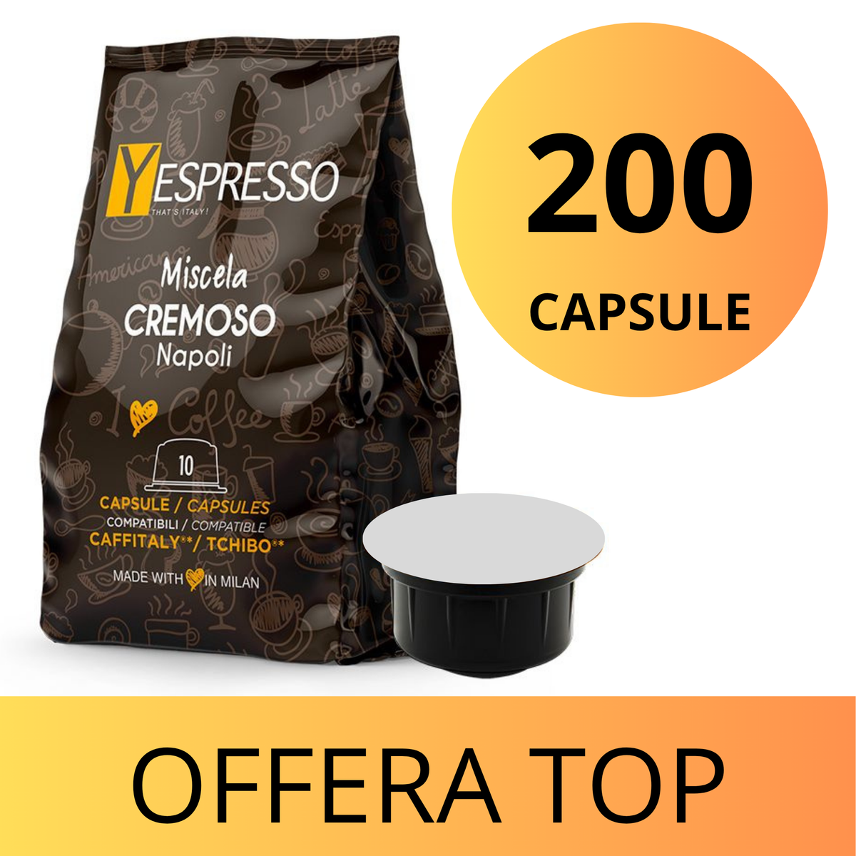 200 Capsule compatibili CAFFITALY - CREMOSO