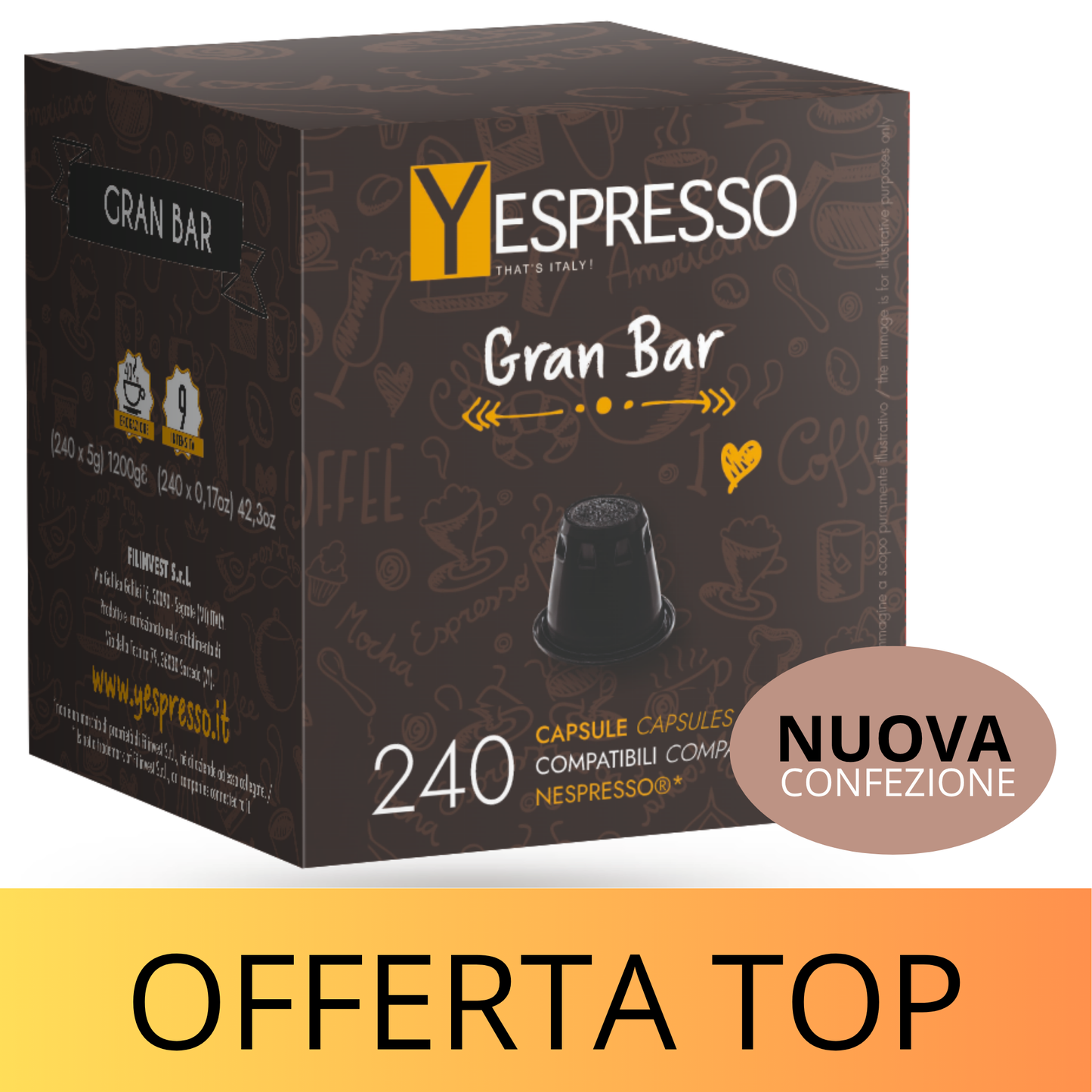 240 Capsule compatibili NESPRESSO - GRANBAR
