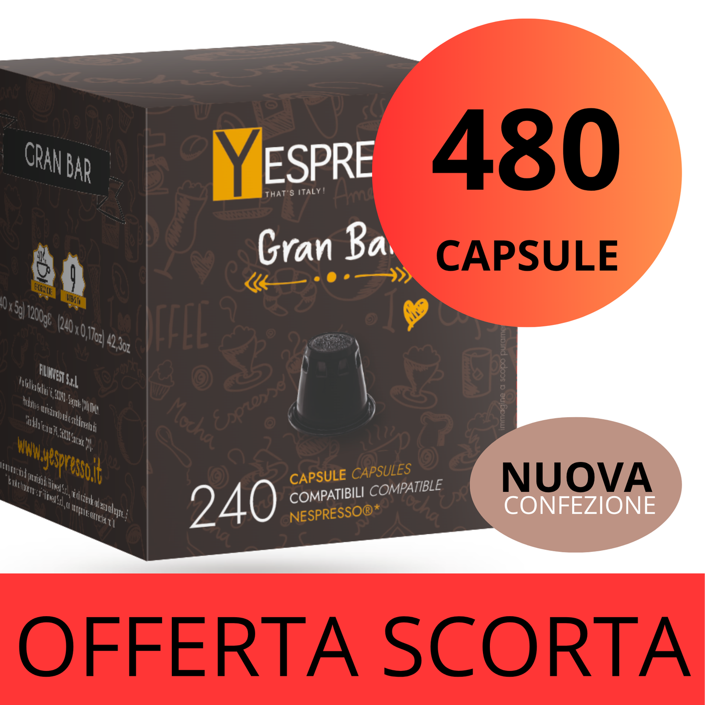 480 Capsule compatibili NESPRESSO - GRANBAR
